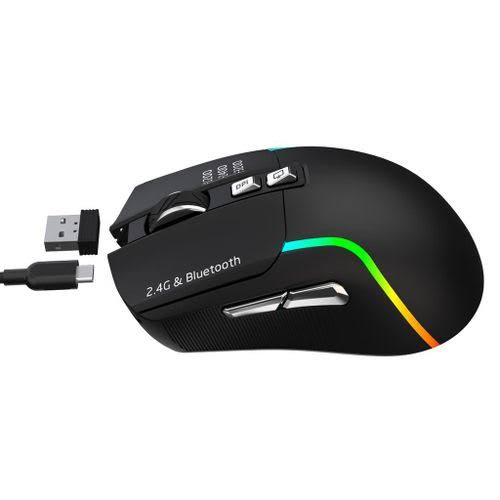 Gaming Mouse Wireless RGB Rechargeable Mouse Gaming with 9 Macro Editing Programmable Buttons 8000 DPI Ergonomic Wireless Gaming Mouse